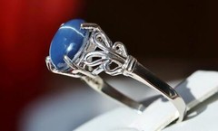 10k white gold ring 2.5ct natural blue star diffused sapphire sz 9 antique 3.4gr