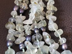 Vintage Prehnite Pearl 6 strand Necklace.