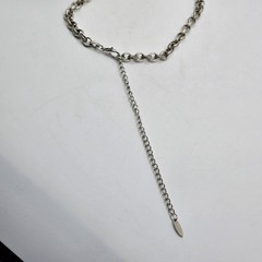 Vintage Puffy Heart Pendant Necklace Silver Tone Signed VCLM Long Chain 32in