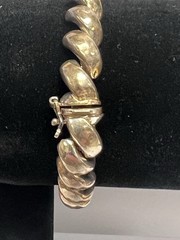 925 Italy Sterling Silver Chunky Curb Link Bracelet Vintage Statement