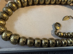 Vintage Coldwater Creek Gold-Toned Metal Graduated Beads Strand Necklace w/ Case