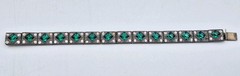 VTG ALLCO AL Lindroth 1920’s Art Deco Green & Clear Rhinestone Link Bracelet 7″