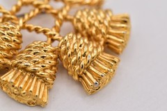 Vintage Gold Knotted Rope Tassel Brooch Pin Celtic Statement Chunky 1980s BinBP
