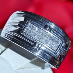 14k white gold size 10 ring 0.60ct natural diamond invisible set band 12.6g C-74