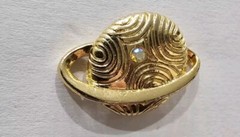10kt Gold Plated Planet Pin Space Journey Travel Universe Adventure Htf Vtg Old