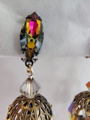 Vtg Rare LEWIS SEGAL California Watermelon AB Crystal Chandelier Earrings Pat…