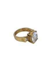 Vintage Sz 6.25 18KGE Gold Electroplate Ring w/ Big Center Stone
