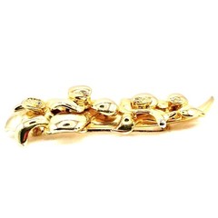 Vintage Estate Goldtone 3D Brooch Flowers Lilies Crystals Heavy Long Statement Q