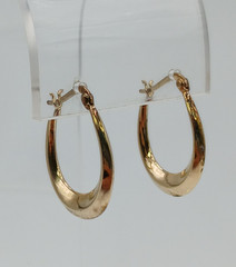 VTG 925 Oval Hoop Earrings 1in Drop Gold Vermeil on Sterling Silver 2.5g Estate