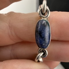 Vintage Taxco 950 Silver Bracelet Polished Stone 7”