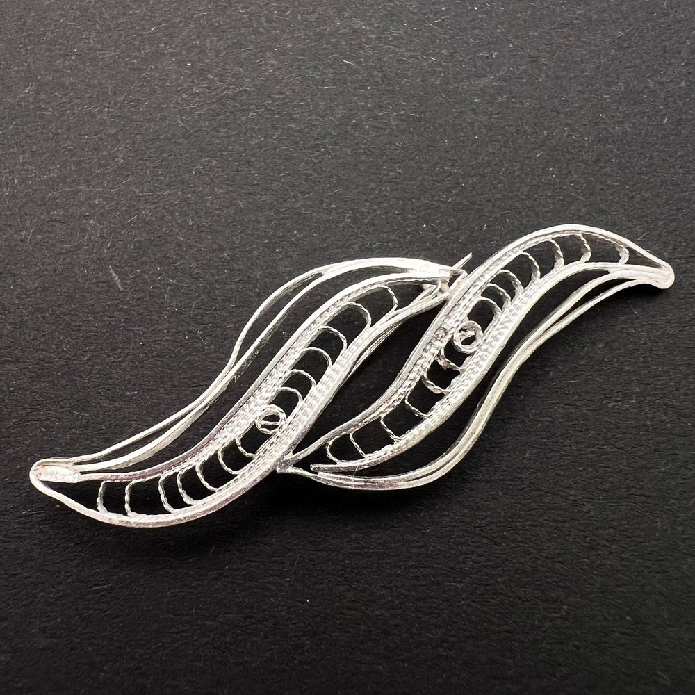 Vintage USSR Filigree Silver 960 Brooch Openwork Hallmarked 750 960