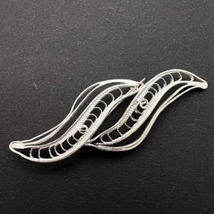 Vintage USSR Filigree Silver 960 Brooch Openwork Hallmarked 750 960