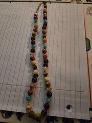 Vintage Mixed Gemstone Beaded Strand Necklace Hand Knotted Boho Agate Jasper OOC