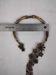 Vintage Smoky Gray Rhinestone Open Flower Choker 5 Dangle Necklace Gorgeous