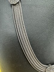 Sterling Silver 4 Stranded Marcasite Herringbone Chain Choker Necklace 56g 18 In