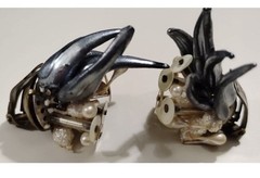 WEST GERMANY Beaded Clip Earrings Signed Vintage Jewelry Pearl