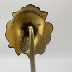Victorian Gilt Lion Head Stick Pin Paste Garnet Eyes Rhinestone 2.5″