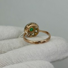 USSR Vintage Original Rose Gold Natural Chrysoprase & CZ Ring 585 14K 3,01 g.