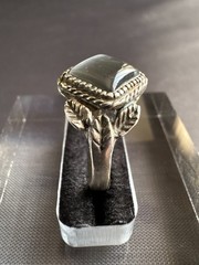 Vintage Silver Dark Grey Cat’s Eye Ring Handcrafted Ring Size 8 US