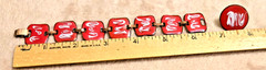 Vintage Copper Red and White Enamel Bracelet Earrings Set