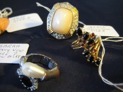 VTG LARGE SZ RINGS VARIES SIGNED PCS. 18K GE, SARAH, BEKAUCH, ESPSITO, SZ 7,8,9