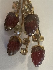 Vintage Austrian Rhinestone Crystal Brooch Pin Gold Tone Floral Wheat Stalk