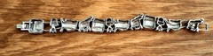 Vtg Republican Party Silver Charm Bracelet Patriotic Enamel Flag, Elephant 6.75″