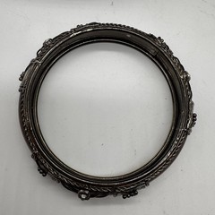 VTG Dark Silver -Tone Framed Grey Brown Lucite with Filigree & Crystal Bangle
