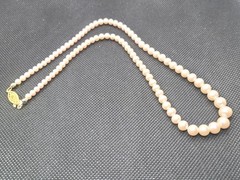 Vintage Pearl Imitation Light Rose Necklace 18in.