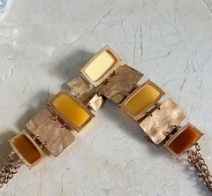 Vintage Abstract Lucite / Metal Collar Necklace Chunky Modernist MCM