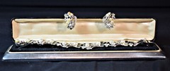 Vintage STAR! Thermoset Leaf Rhinestone/Pearls Bracelet ~ Clip-on Earrings Set