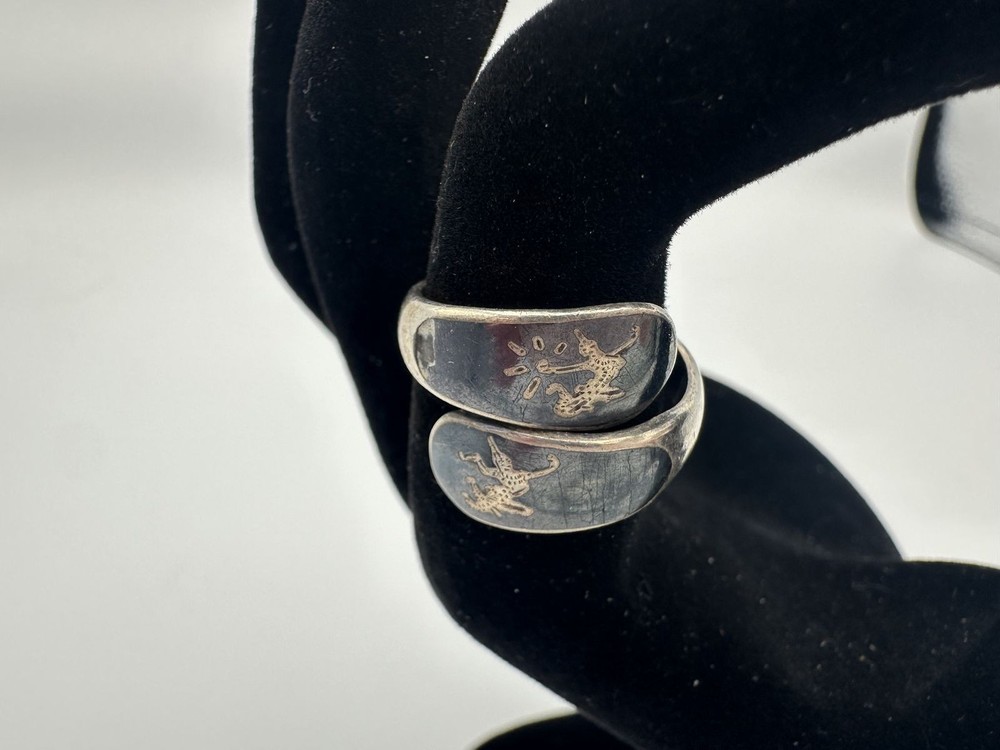 4.69g Vintage Sterling Silver 925 Niello Siam Wrap Thai Band Ring Size 6.5 M