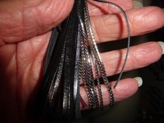 WHBM GRADUATED FAUX PEARLS SILVER TONE SPACERS w BLACK TASSEL NECKLACE #23/5A