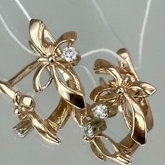 Vintage Original Natural Diamond 0.10 Ct Rose & White Gold Earrings 583 14K