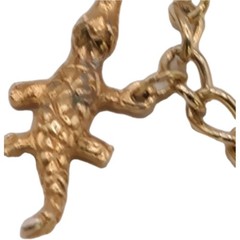 Vintage Gold Tone Multi Charm Bracelet Heart Cross Book Alligator Ark Flower 6
