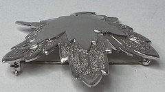 Vintage Signed Monet Silver Tone Maple Leaf Brooch Pin