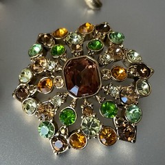 Gold Tone Brooch Lot Floral Rhinestones Filigree Flower 1 Liz Claiborne