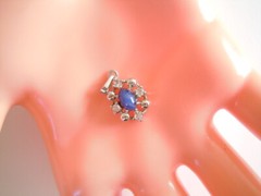 TEKA 925 Sterling Silver Pendant Blue Cabochon Stone Clear 1.0 g 1.9 x 1.0 cm