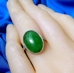 Original EARTH MINED Imperial Jadeite JADE Deco Engagement Ring PLATINUM DIAMOND