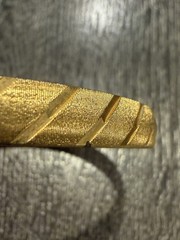 Vintage MONET Brushed Gold-Tone Bangle Bracelet Etched Diagonal Stripes 1970/80s