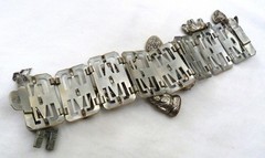 VINTAGE 1930’s MAN ON THE MOON EGYPTIAN REVIVAL ELEPHANT BUDDHA CHARMS BRACELET