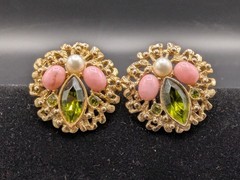 Sarah Coventry 1960s Vintage Book Piece Diamante Earrings Clip-On SEE PICS