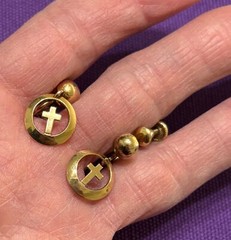 JMS Signed 1/20 12 KT Gold Filled Screw Back Earrings Crosses Open Circles Vtg