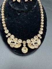Vintage 1940s-1950s EISENBERG Gold-tone Choker Necklace 3 Piece Set Jewelry