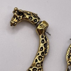 Earrings Vintage Giraffe Metal Gold Tone Animals Stud Pierced Jewelry