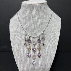 Pilgrim danish designs lavender cascade bib enamel flowers crystal necklace