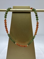 Vtg Jade Carnelian Gold Filled Beads Necklace Choker. 17” long. See pics.