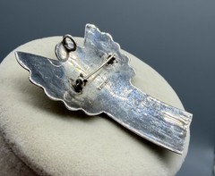 Vintage Mexico 925 Sterling Silver & Brass Angel Heart Pin Brooch Pendant 13.57g
