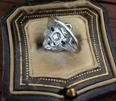 Art Deco Style Round Cut Lab Created Diamond 14K White Gold FN Engagement Ring