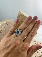 3Ct Art Deco Vintage Style Lab Created Diamond Engagement 14K White Gold FN Ring